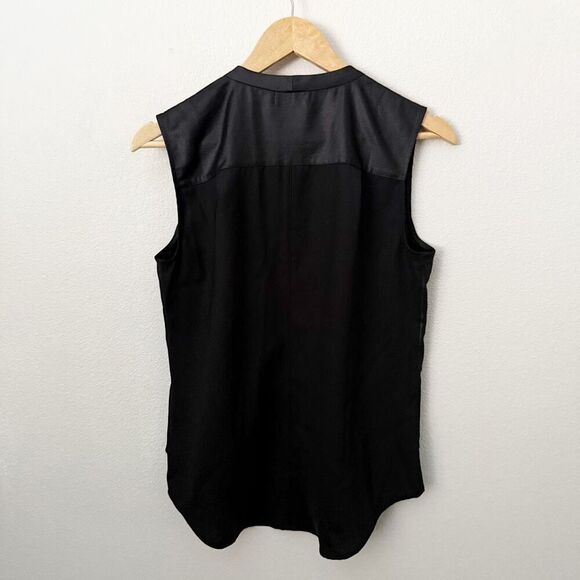 TROUVE | Black Leather-Look Tank Sleeveless Blouse Sheer Bottom | Size Small - Picture 5 of 6